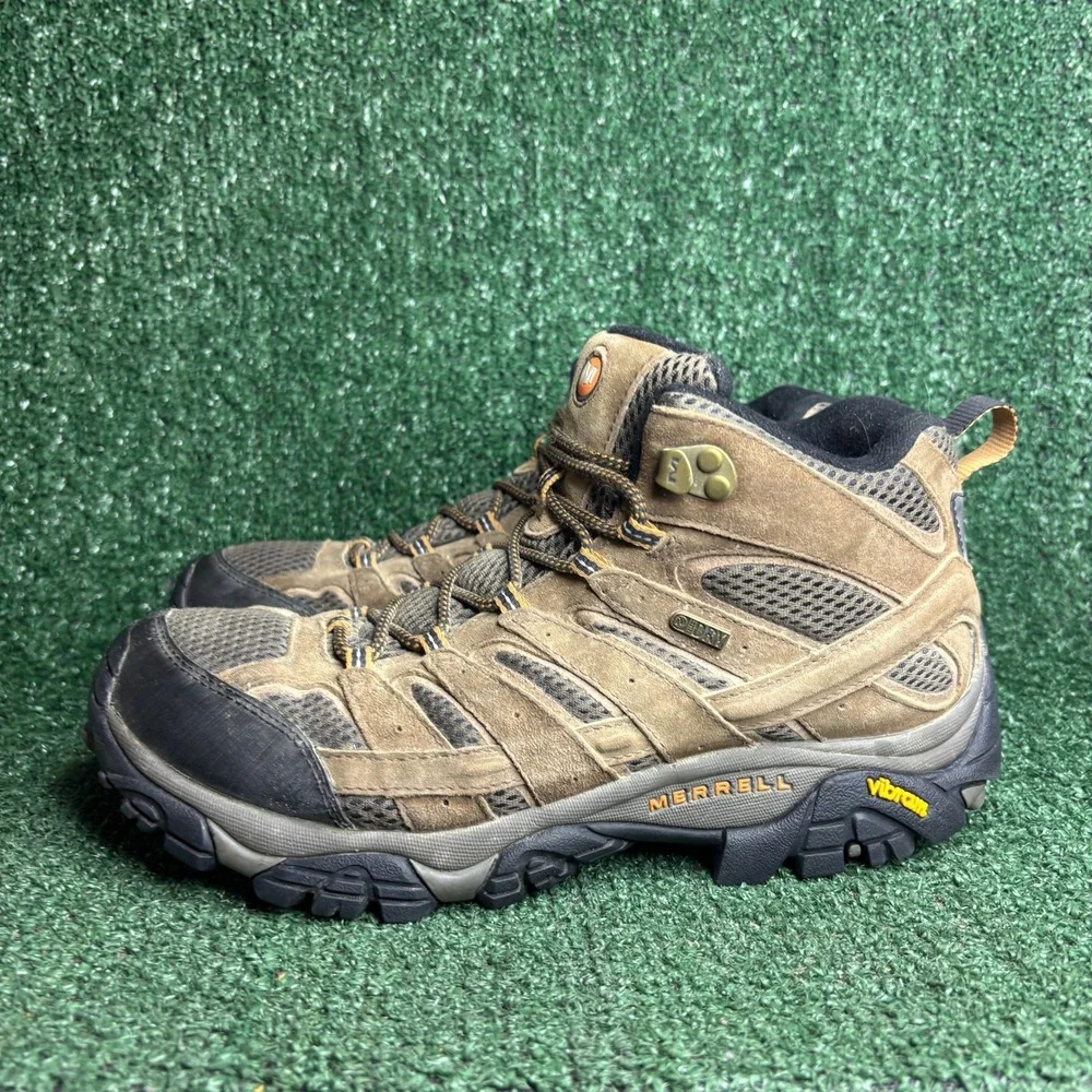 Merrell Moab 2 Mid Waterproof Vibram Outdoor Hiking Boot Earth Brown Mens Sz 9.5